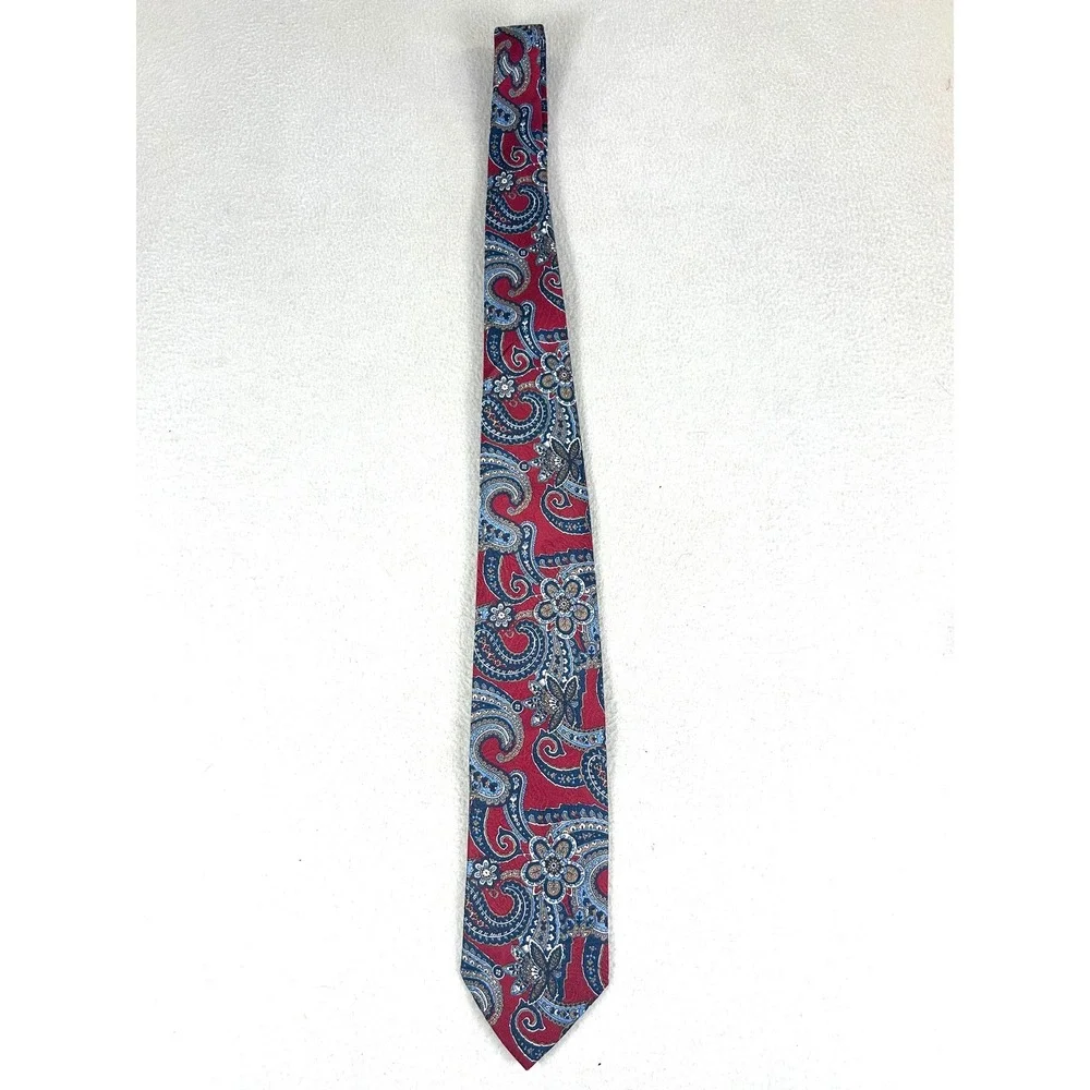 Ketch Classics Necktie Mens OS Red Paisley Formal Preppy